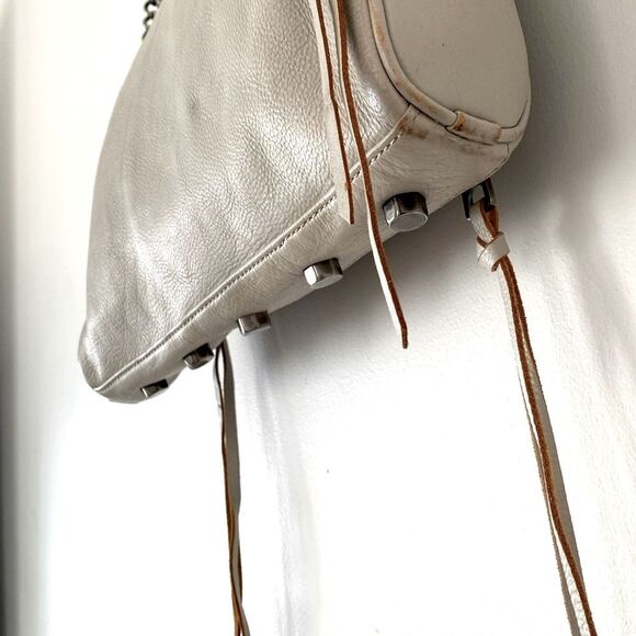 Rebecca Minkoff Tope Leather Shoulder Crossbody Bag Chain Studs Moto Boho Fringe - Picture 5 of 13